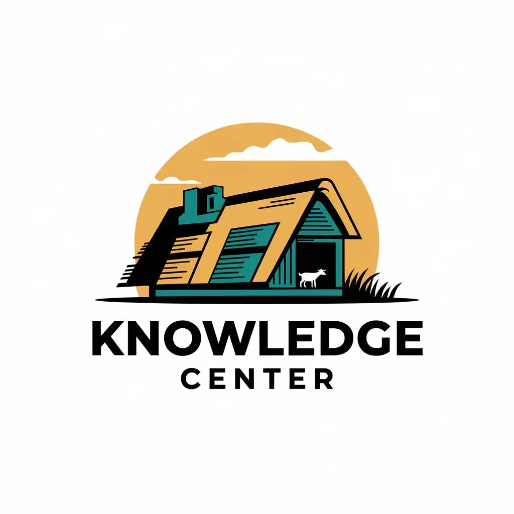 LOGO-Design-for-Knowledge-Center-Pasture-House-Machine-and-Animal-Symbols-with-a-Clear-Background