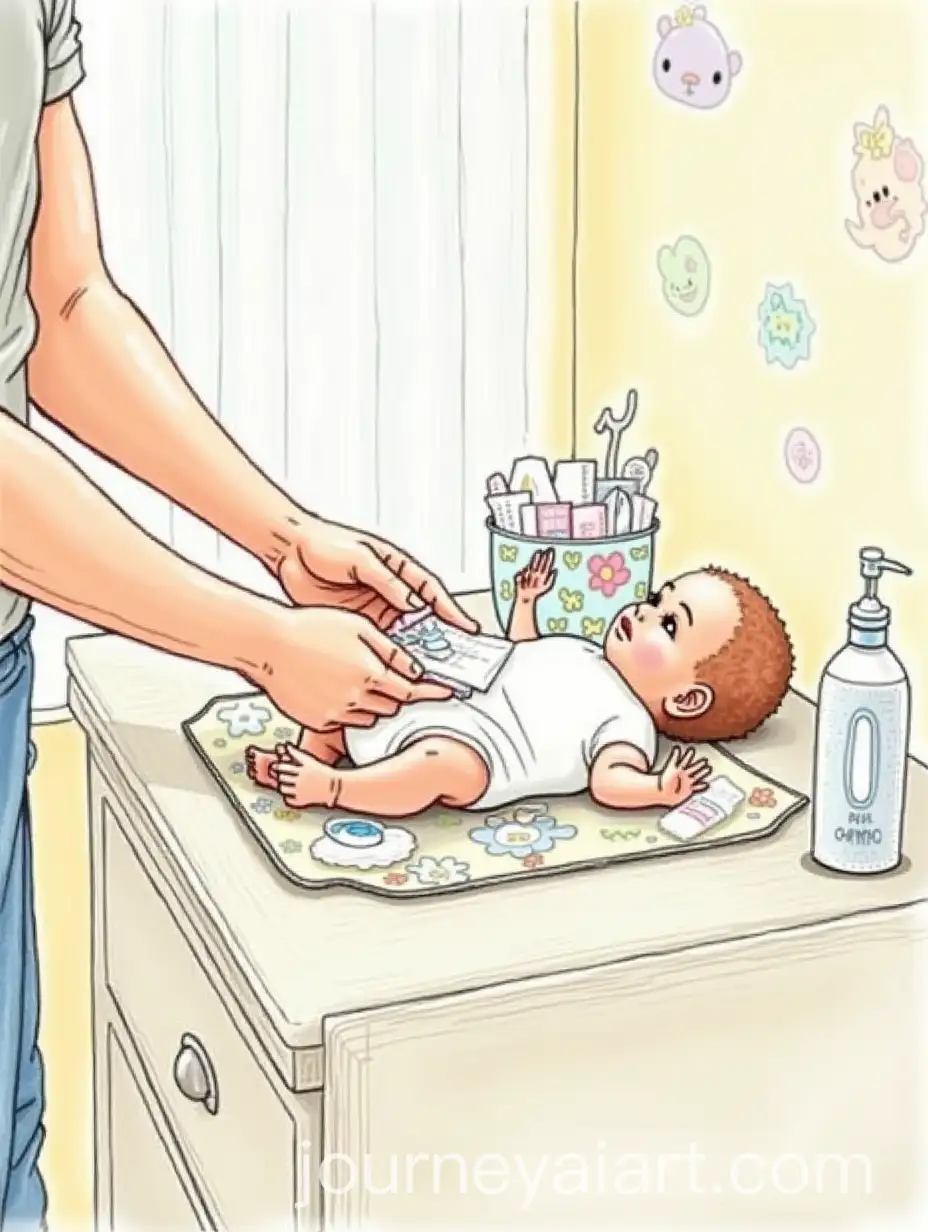 Adult-Male-Changing-Babys-Diaper-on-Changing-Table-with-Morning-Light