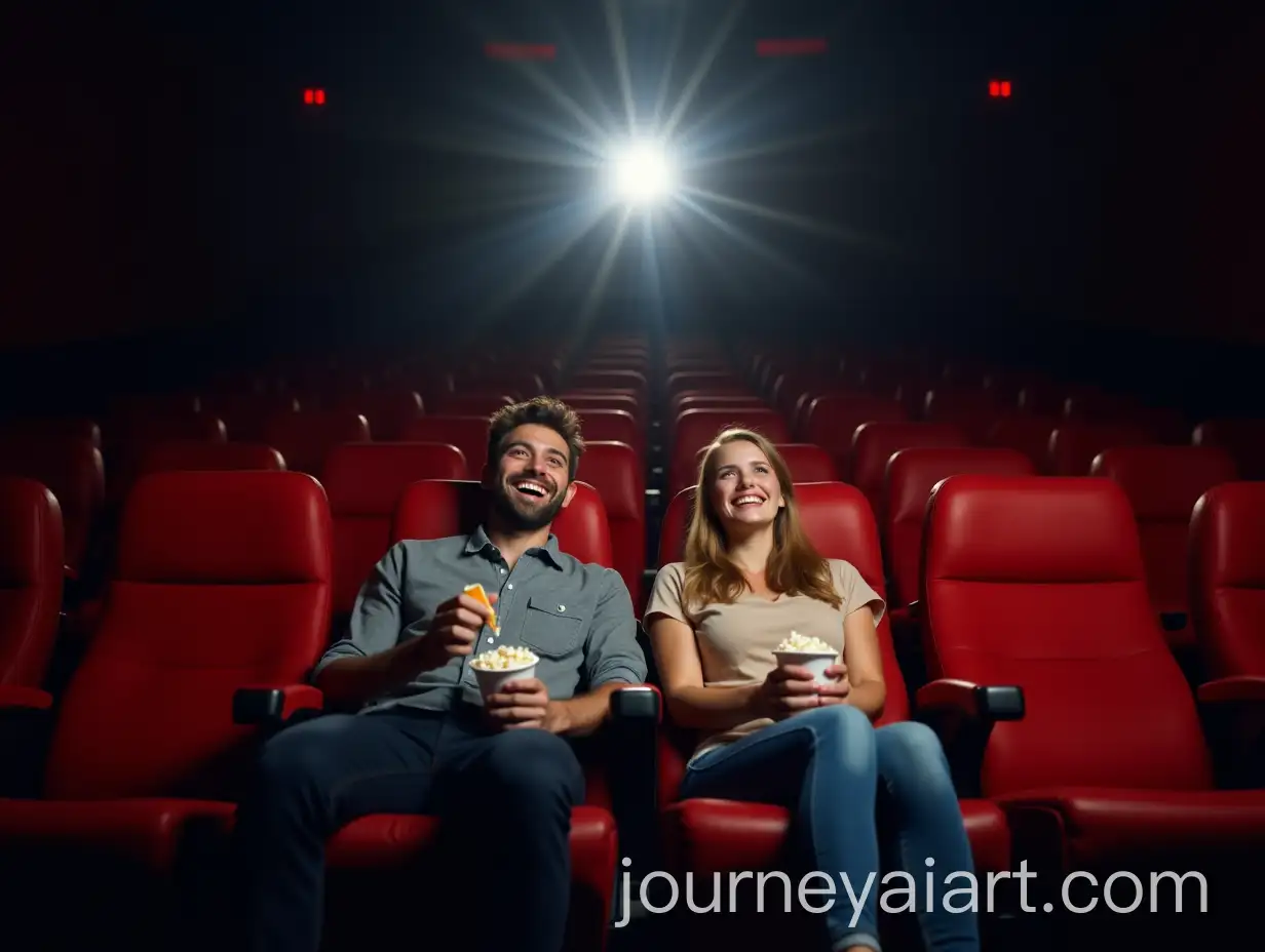 Couple-Enjoying-Movie-Night-in-Empty-Theater-with-Popcorn