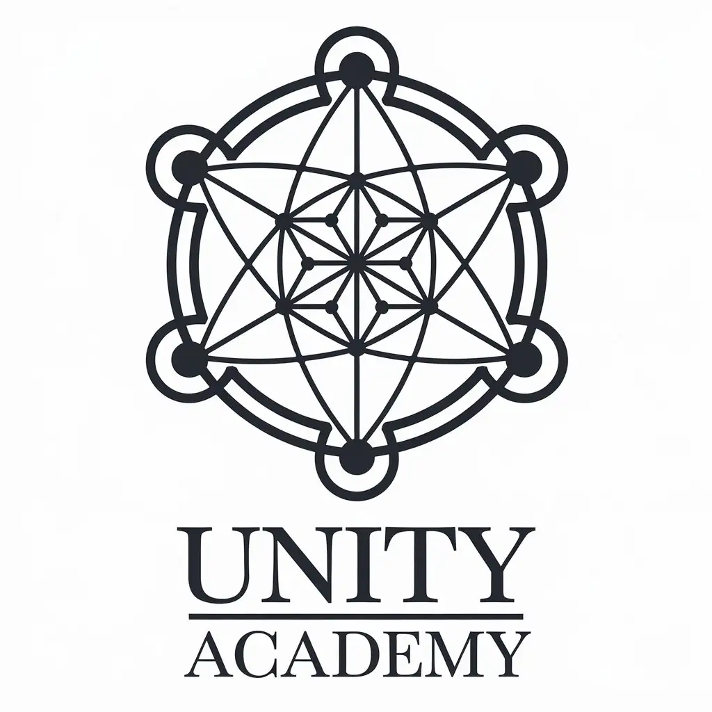 a vector logo design,with the text "Unity Academy
Unity Academy", main symbol:sacred symbol metatron flower of life unity all Earth all people and space civilizations,Moderate,be used in Religious industry,clear background