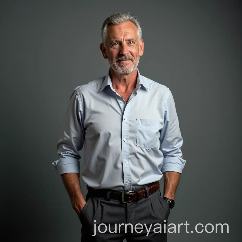 GrayHaired-Man-in-Casual-Shirt-and-Pants-Portrait