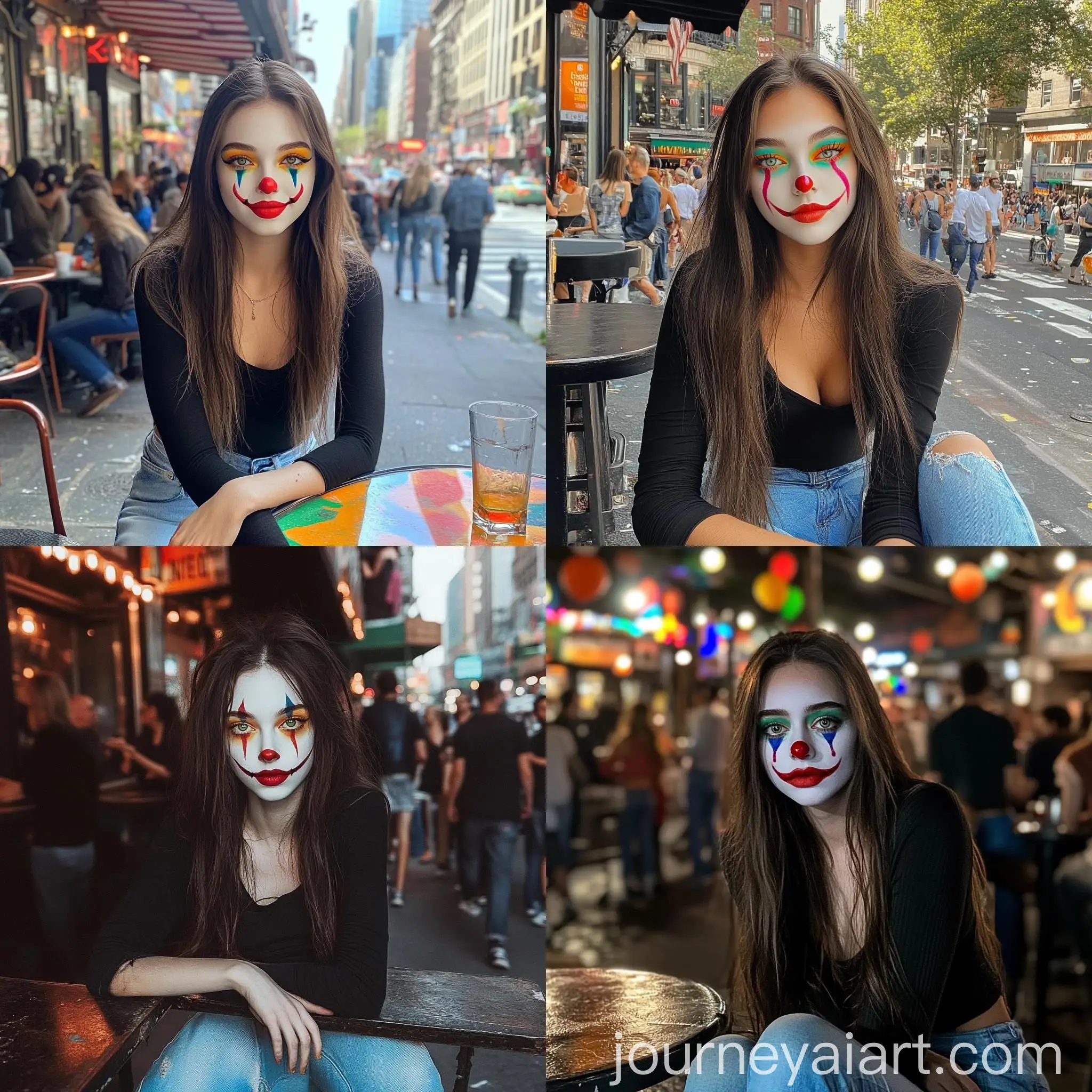 Sad-Clown-Girl-in-Urban-Street-Scene