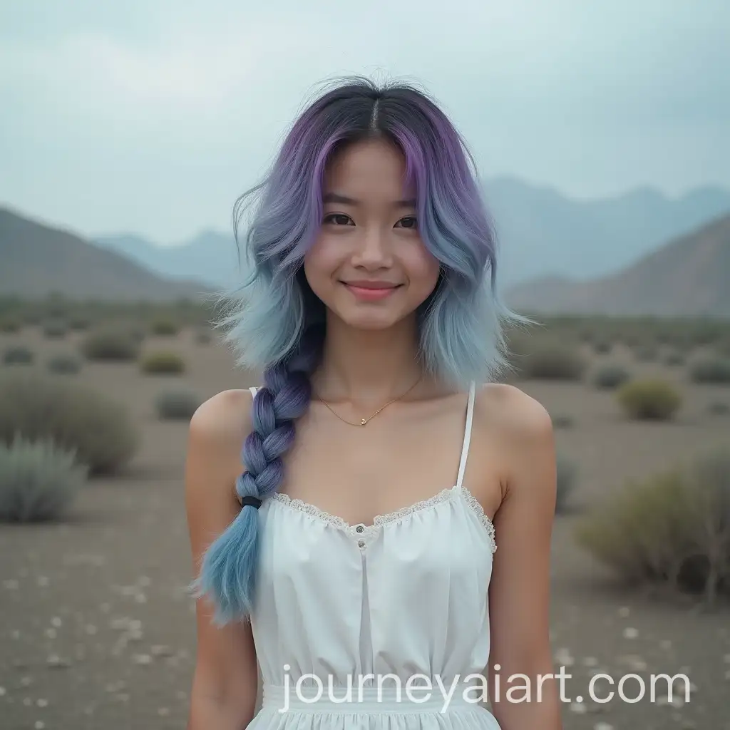 Cute-Asian-Woman-in-PostApocalyptic-World-with-Wavy-Baby-Blue-and-Dark-Purple-Ombre-Hair