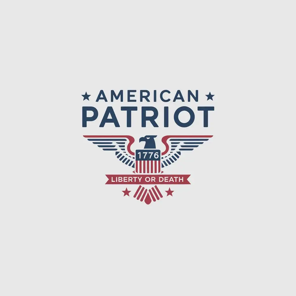 LOGO Design for American Patriot 1776 Eagle Liberty or Death Minimalistic Clear Background