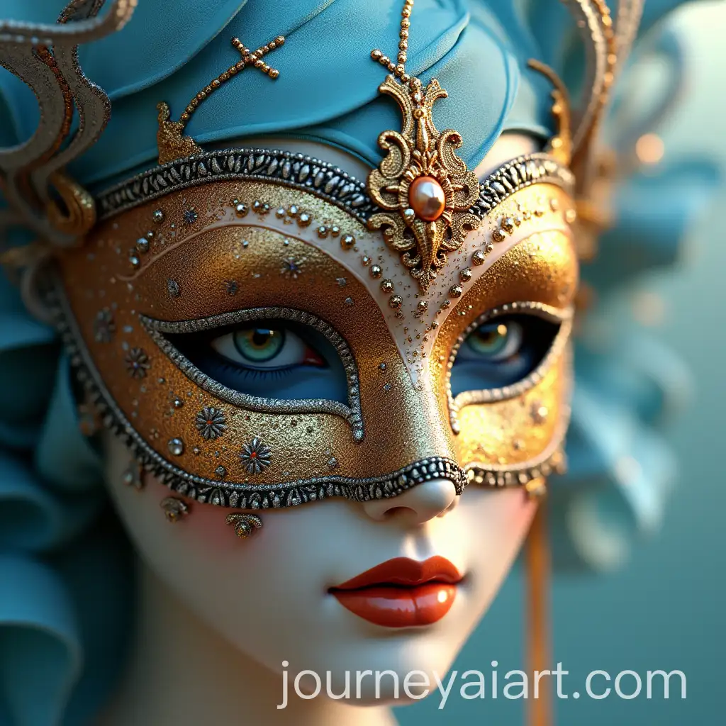 Glittering-Venetian-Eye-Mask-in-Mid-Air-with-Clear-Background