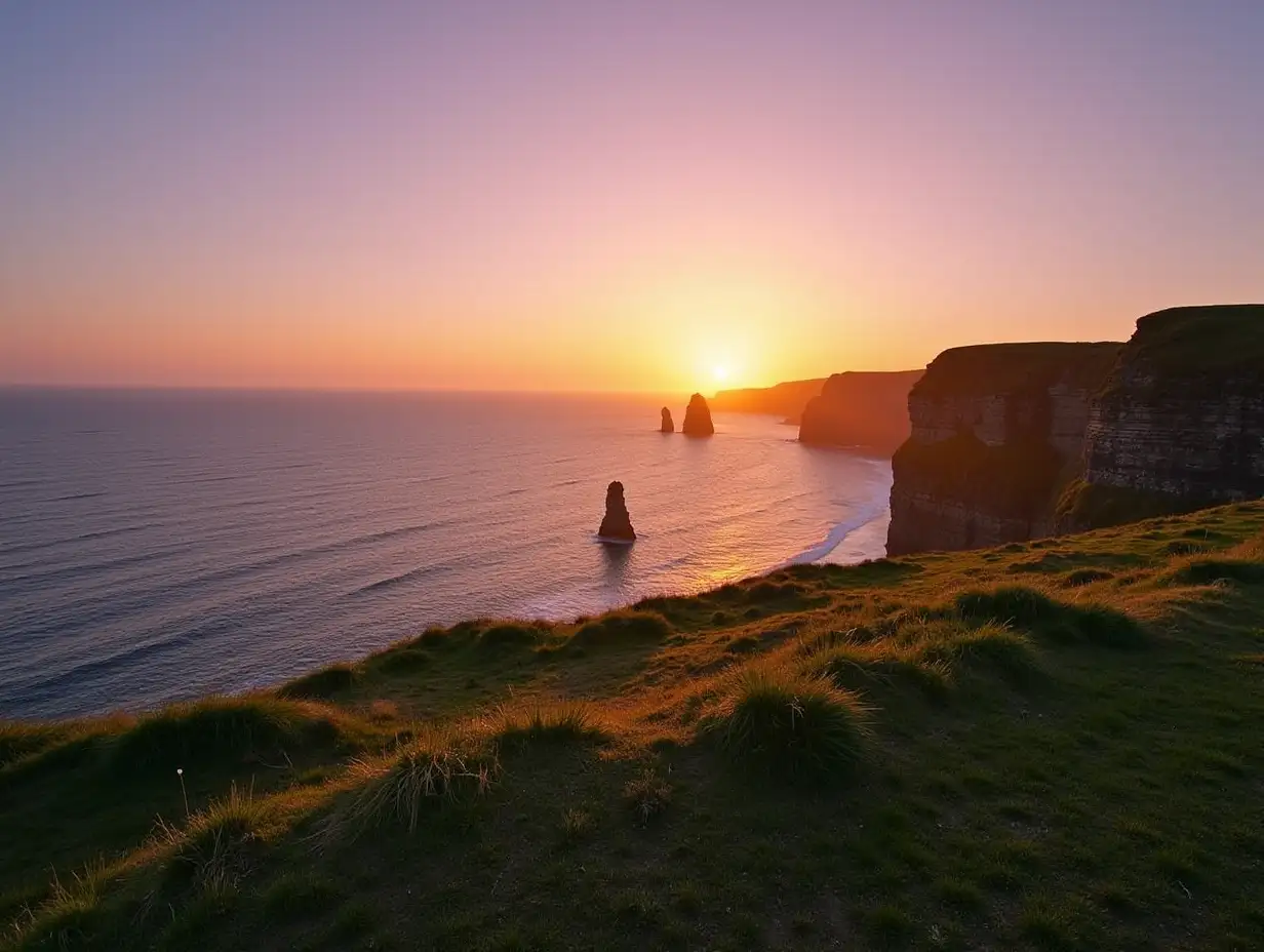 Panoramic Sunset at the Cliffs of Moher