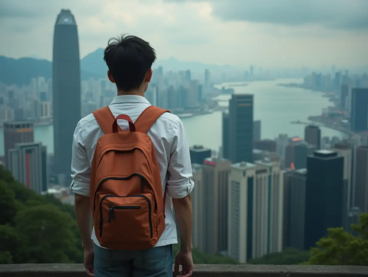 A young man who just graduated from college, arrived in Hong Kong, a busy metropolis, he is a little confused