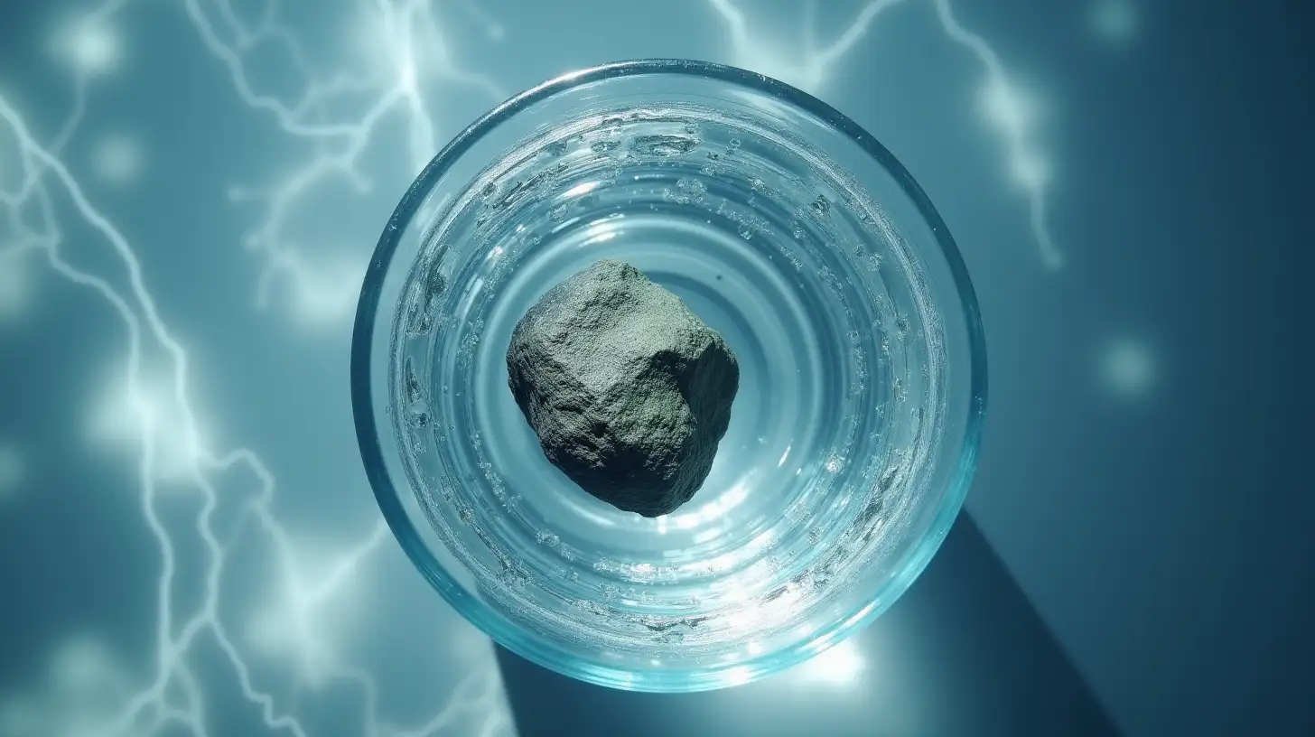 Top View of Clear Water with Light Waves from a Fallen Stone