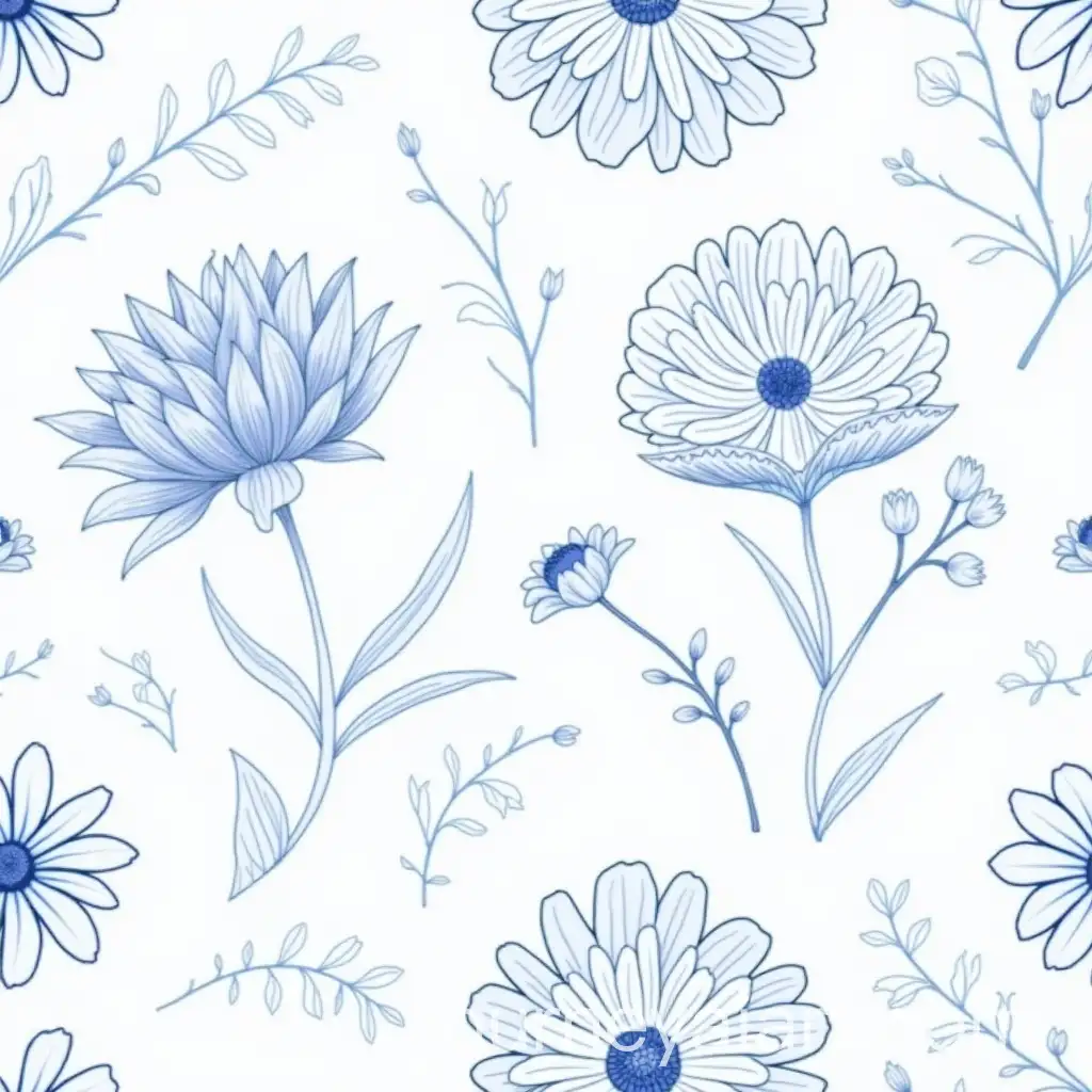 Intricate-Blue-Floral-Textile-Pattern-in-Royal-Copenhagen-Style