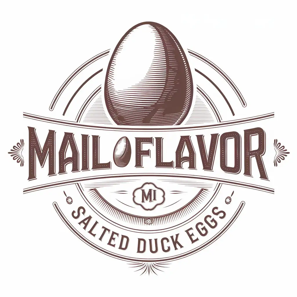 a vector logo design,with the text "mail flavor", main symbol:salted duck eggs,complex,be used in Restaurant industry,clear background