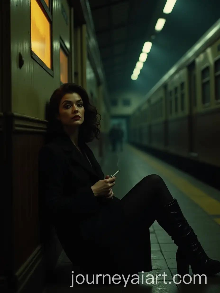 AI-Image-Prompt-ExpansionWoman-Sitting-Alone-at-Dimly-Lit-Train-Station-at-Night-with-Cigarette