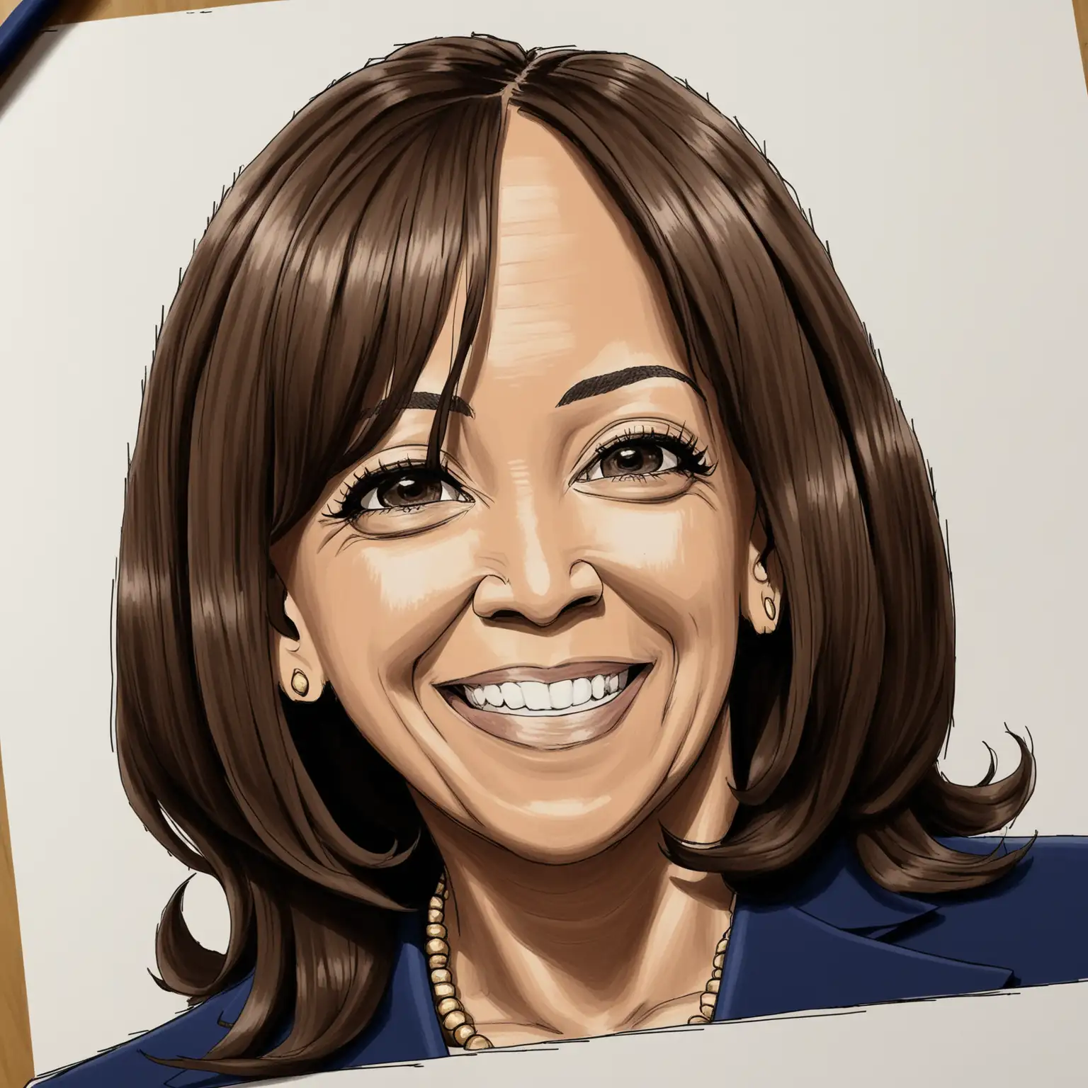 Kamala Harris Drawing in Elegant Office Setting