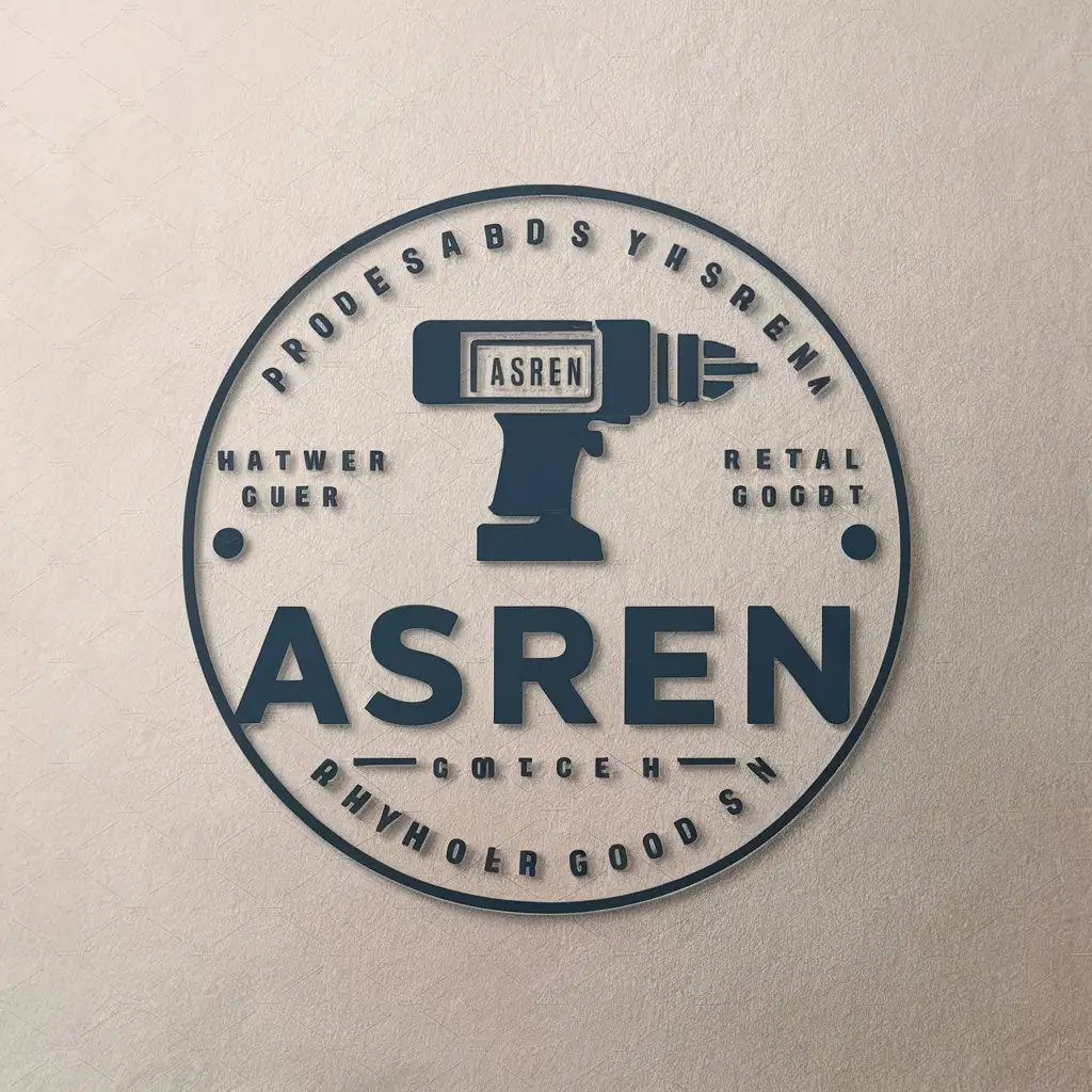 LOGO Design For AsRen Round Logo with Power Drill and Wholesale Goods Theme in Blue