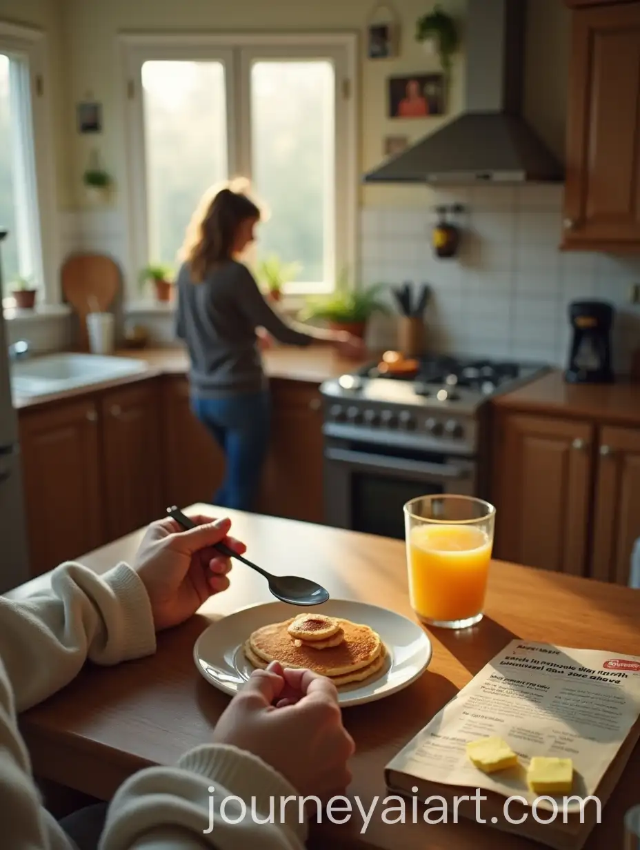 AI-Art-Prompt-ExpansionFirstPerson-View-of-Morning-Pancake-Breakfast-with-Family-in-Cozy-Kitchen