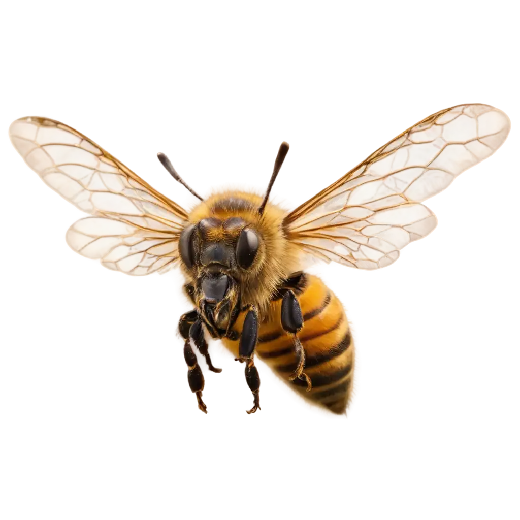 Honeybee-in-Flight-PNG-with-Intricate-Wings-Ultra-Detailed-Clipart-Style-for-HighQuality-Transparency