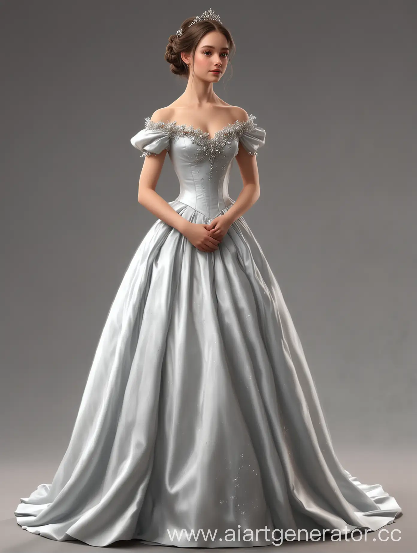 Kind-Girl-in-FullLength-Ball-Gown-in-Realistic-Style