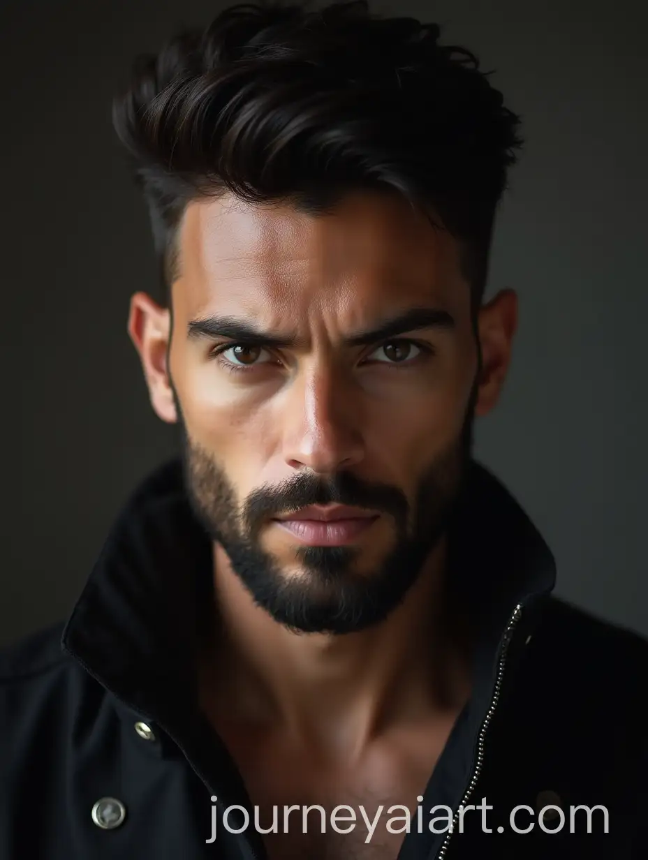 Confident-and-Masculine-Man-with-Full-Beard-and-Dark-Hair