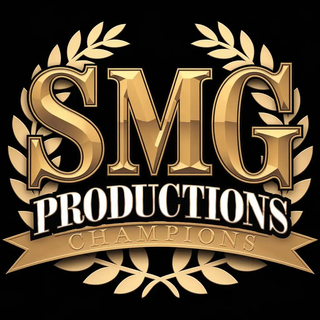 ChampionshipInspired-Typography-Logo-for-SMG-Productions-with-Laurel-Wreaths-and-Gold-Accents