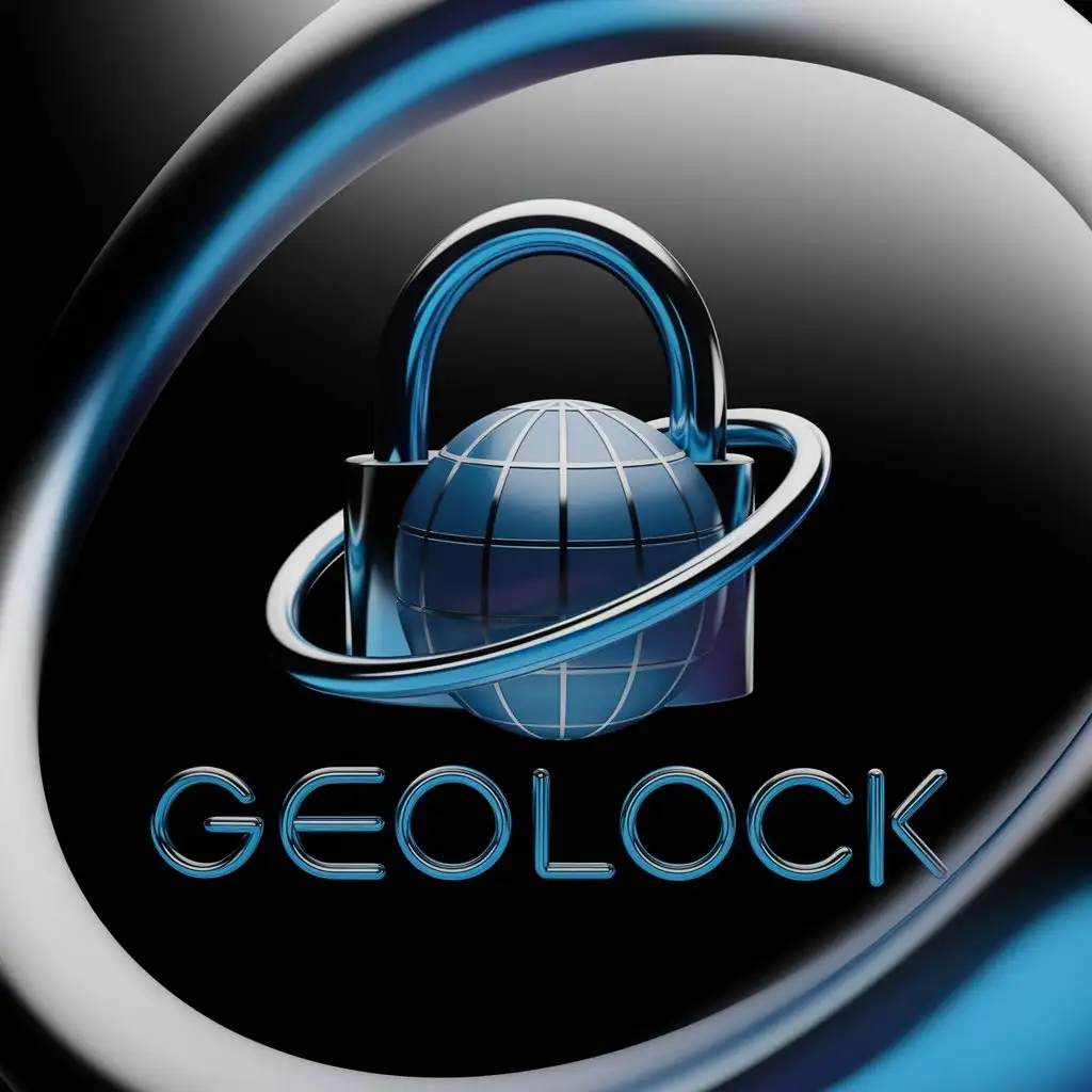 LOGO Design for GeoLock 3D Metallic Silver Lock and Blue Globe Theme