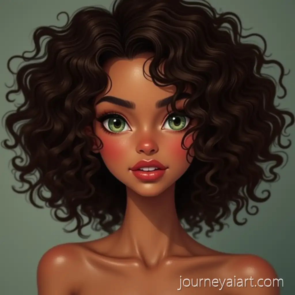Portrait-of-a-Model-with-CarCaramel-skin-modelamel-Skin-Green-Eyes-and-Curly-Dark-Brown-Hair