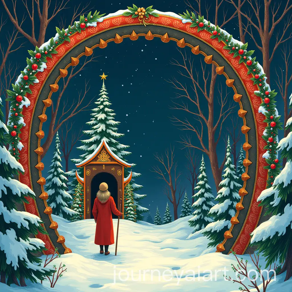 Winter-Forest-Tunnel-Entrance-with-Native-Salish-and-Russian-Fairytale-Motifs