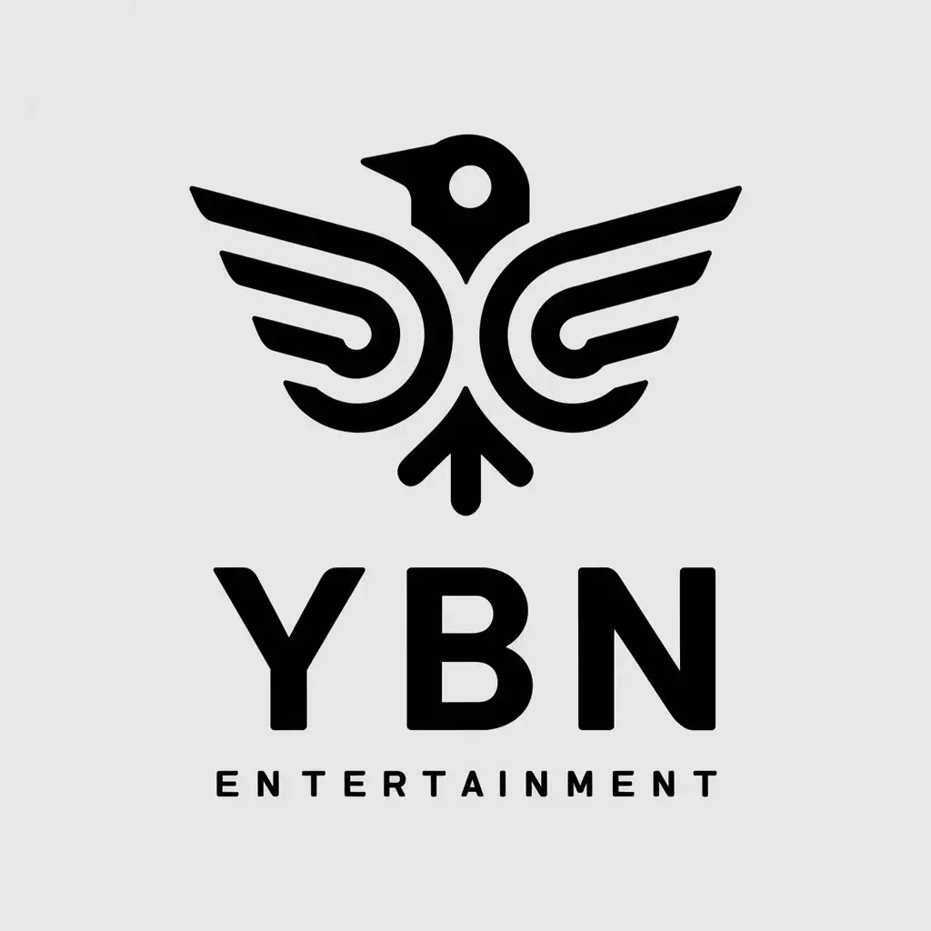 a vector logo design,with the text "YBN", main symbol:bird,complex,be used in Entertainment industry,clear background