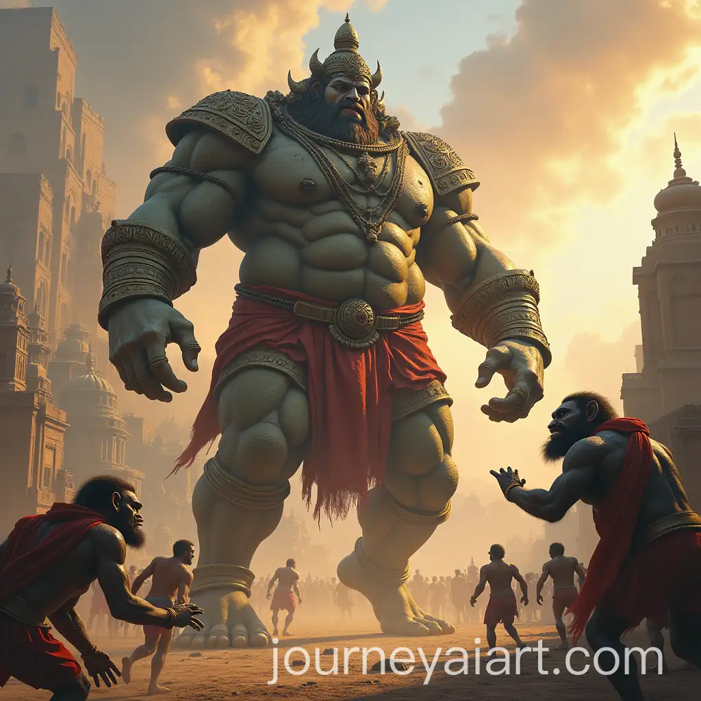 Kumbhakarna-Fighting-Vanaras-in-the-Battlefield-from-Ramayana-Mythology