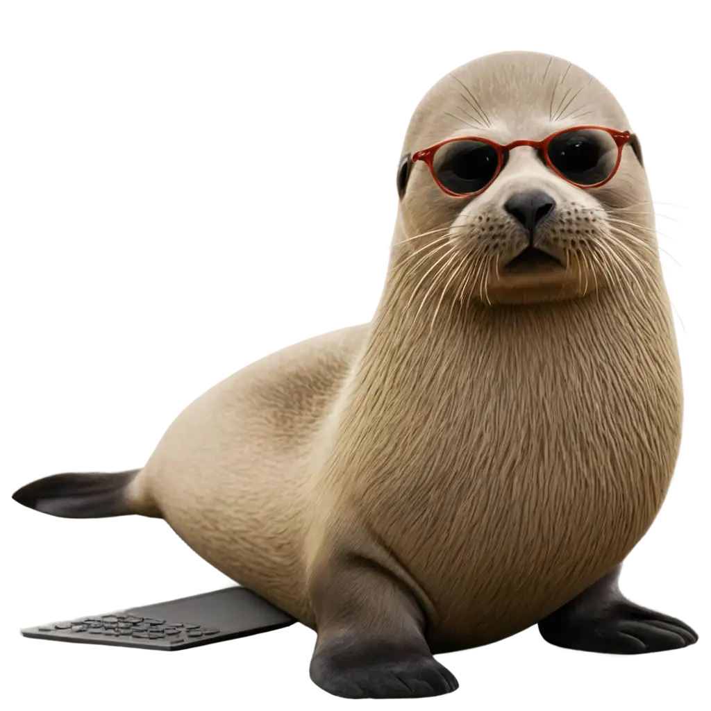 PNG-Image-of-a-Seal-with-Glasses-Watching-Television-Creative-AI-Art-Prompt