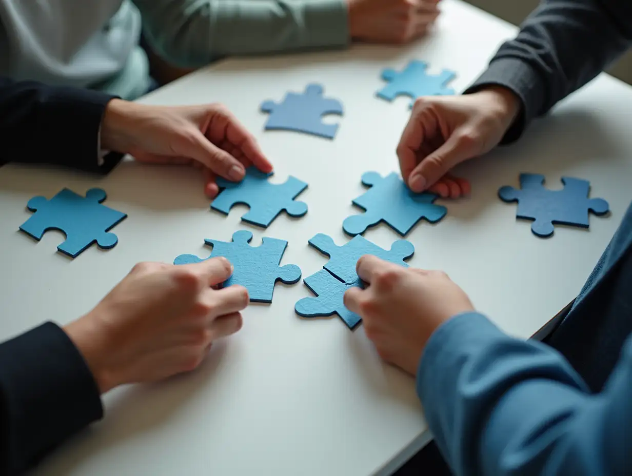 Business-People-Solving-Jigsaw-Puzzle-for-Teamwork-and-Collaboration