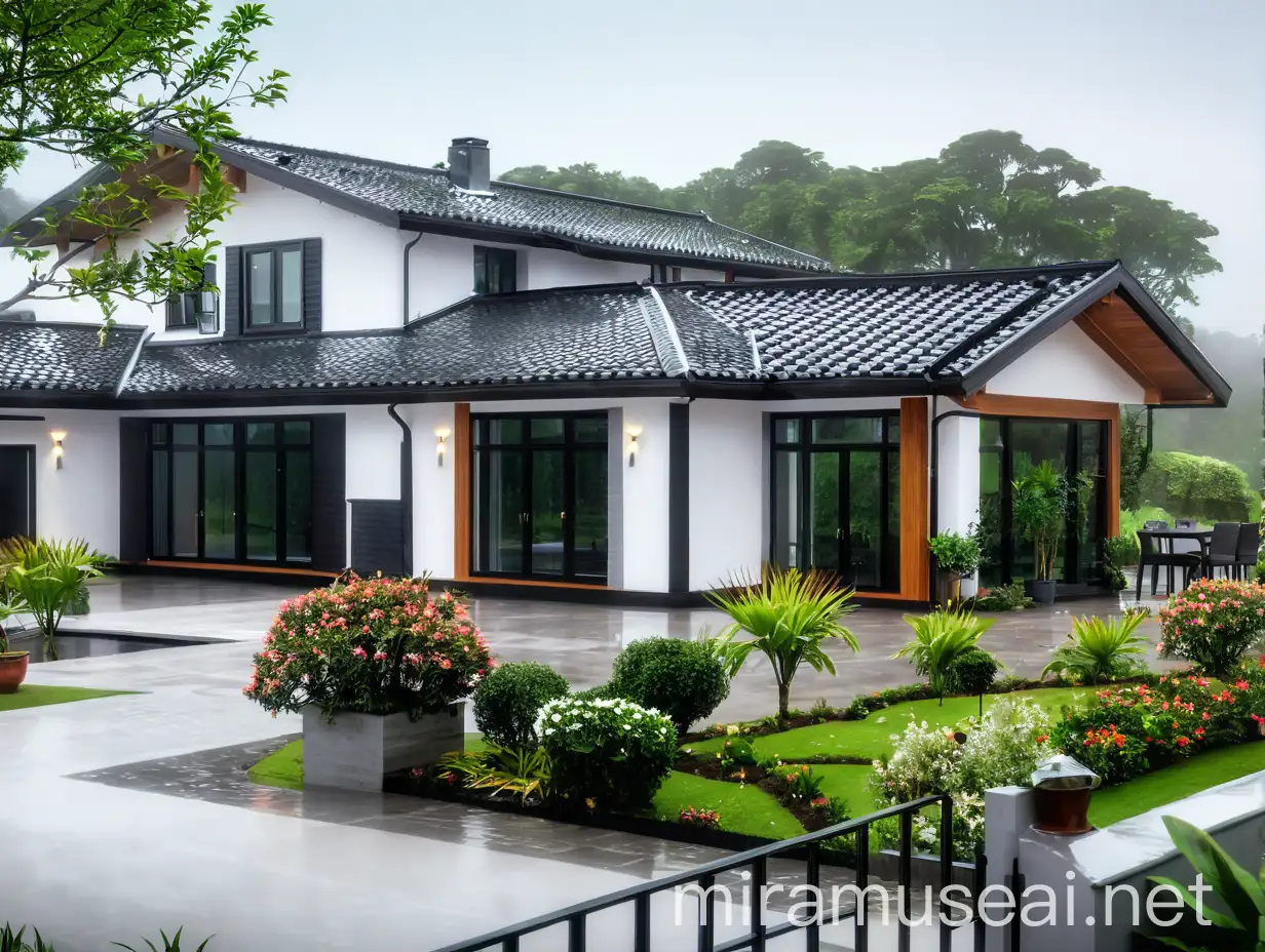 Cozy Rainy Day Cottage in Serene Green Landscape