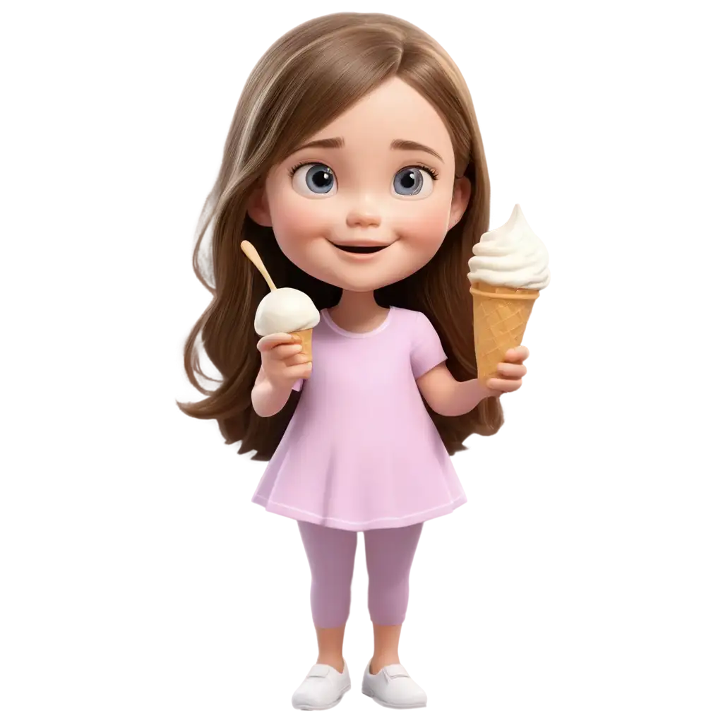 Adorable-PNG-Caricature-of-a-Sweet-White-Girl-Enjoying-Ice-Cream-with-a-Spoon