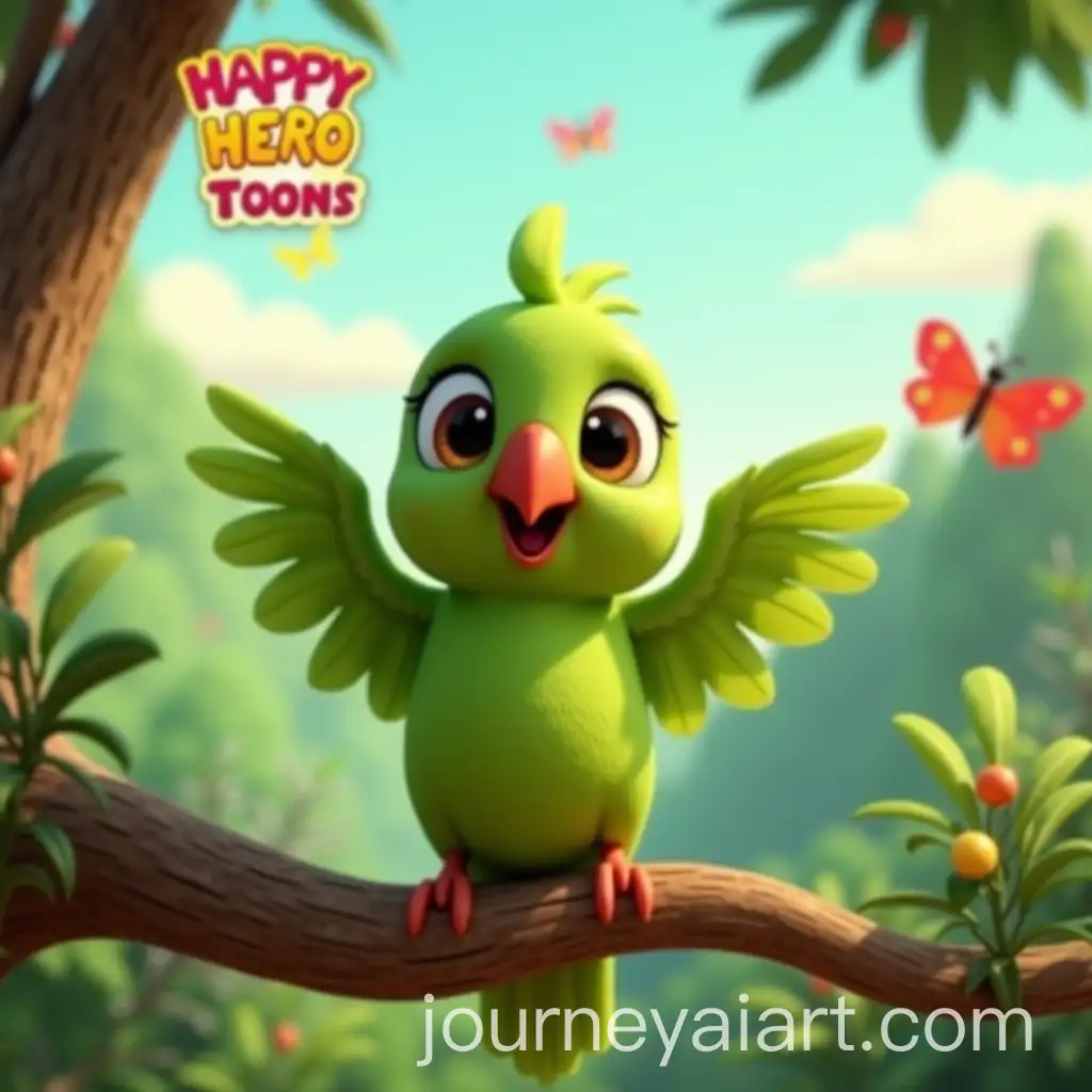 Cute-Cartoon-Parrot-on-TreeAI-Image-Prompt-Expansion-Branch-with-Vibrant-Jungle-Background-for-Kids-YouTube-Thumbnail