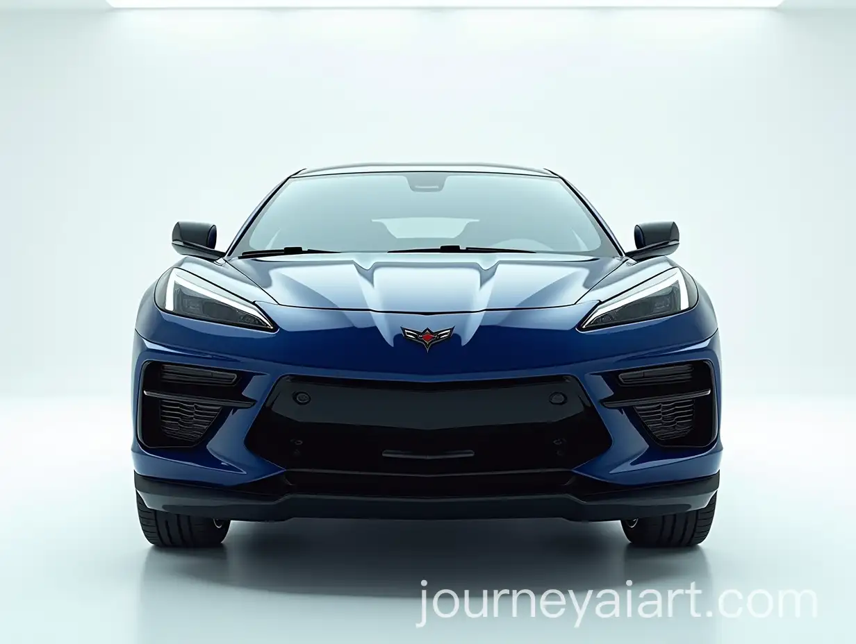 Futuristic-Navy-Blue-Chevy-Corvette-SUV-in-White-Showroom