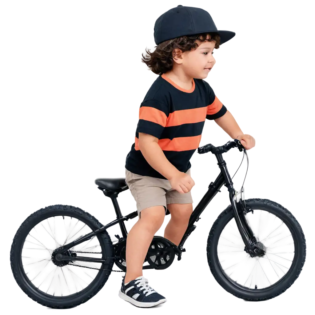 PNG-Image-of-a-Child-Riding-a-Bike-in-Black-and-Orange-Striped-Shirt