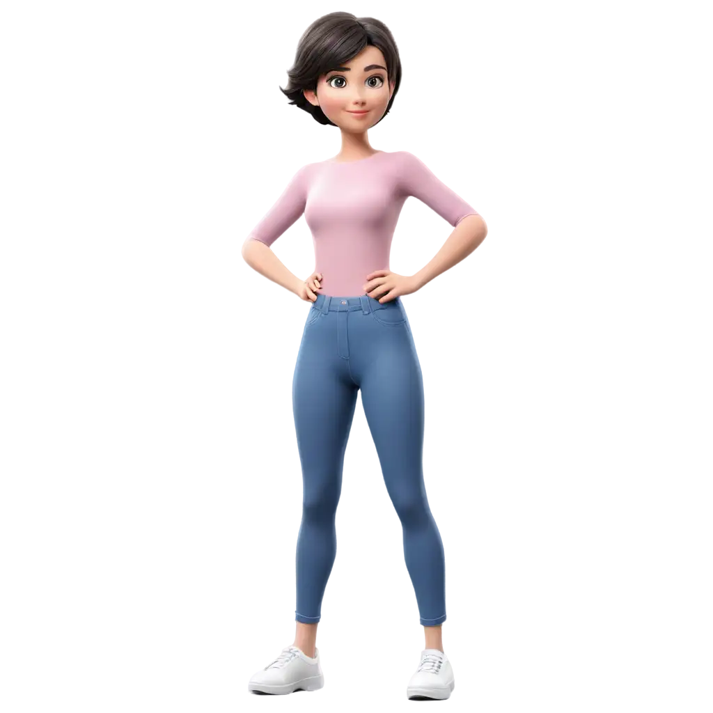 3D-Girl-Full-Height-PNG-Image-with-Short-Haircut-for-Versatile-Use