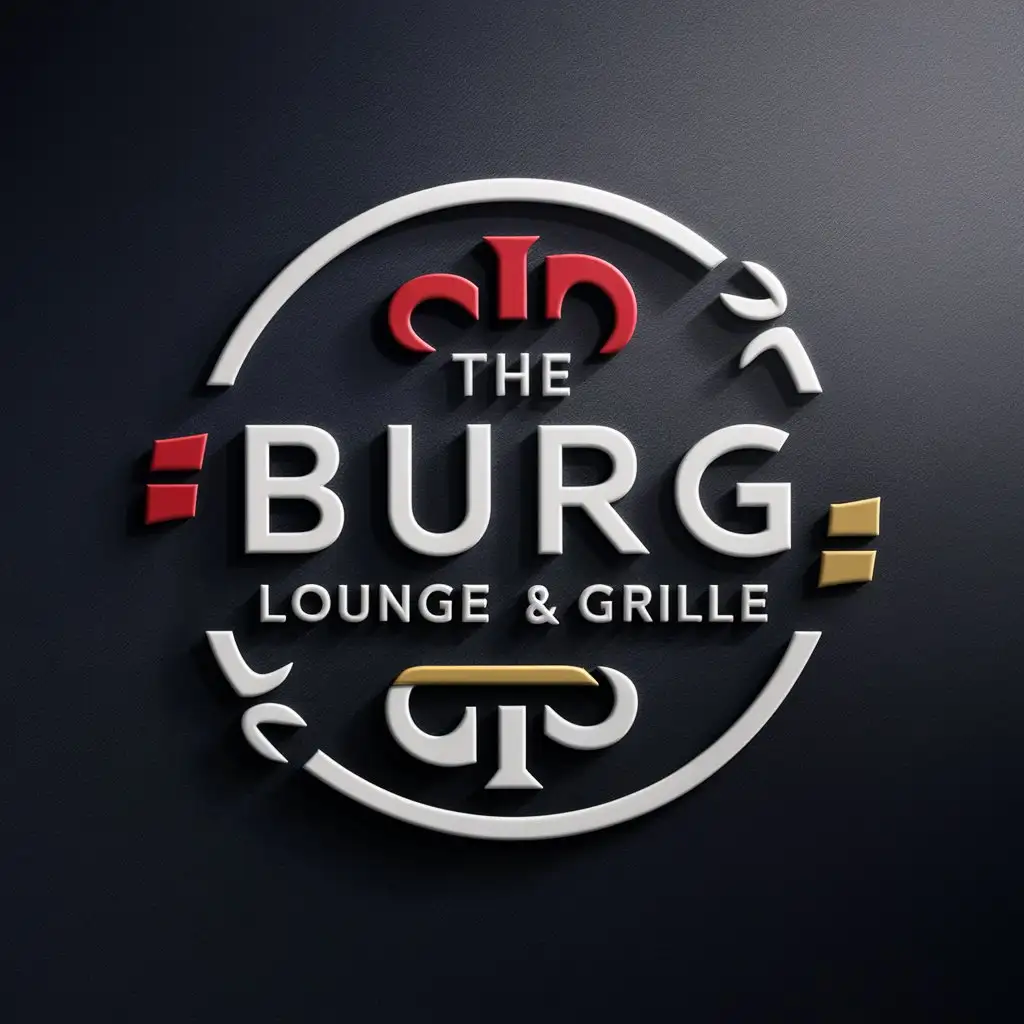 LOGO Design For The Burg Lounge Grille Modern Luxury in Red Black Gold Cream White and Grey