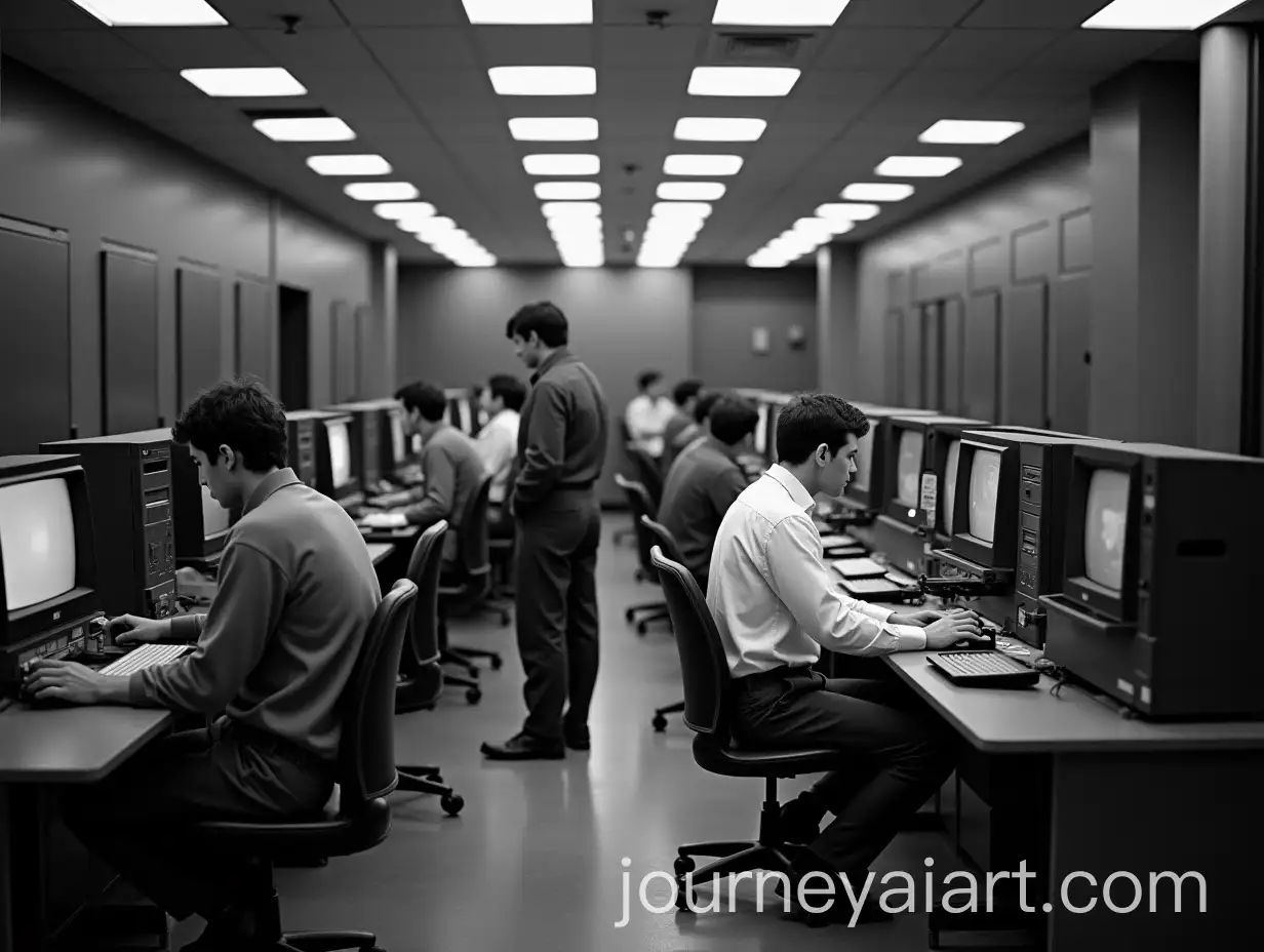 Engineers-Working-on-Vintage-Computers-in-a-1990s-Tech-Room