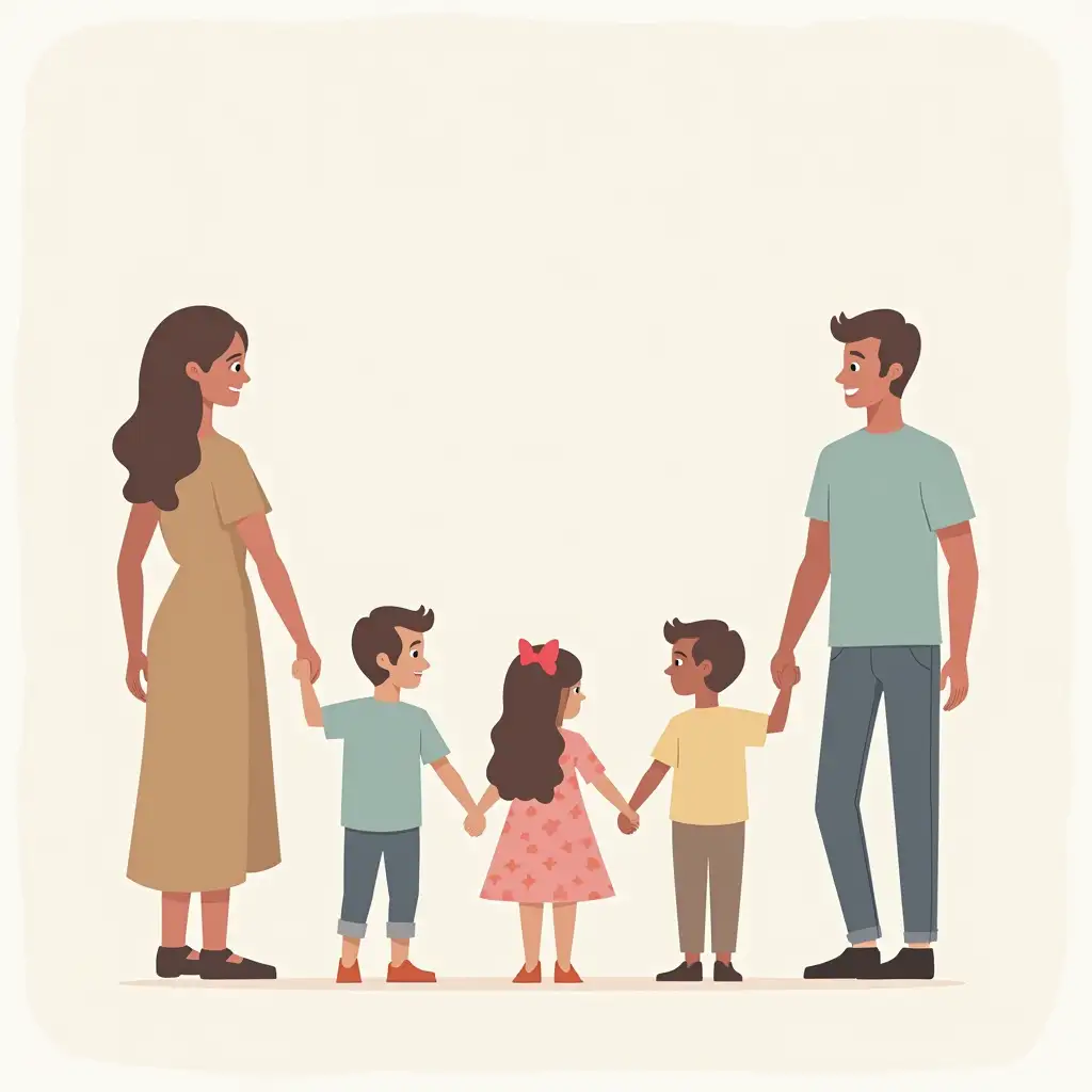 Family-Standing-in-a-Circle-Holding-Hands-with-Plain-Background