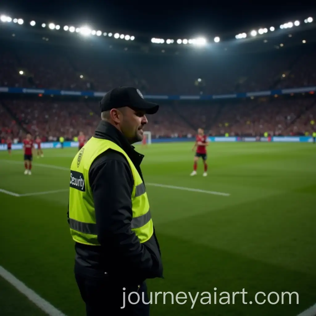 Nighttime-Football-Stadium-with-Spectators-and-Security-Guard-on-the-Sidelines