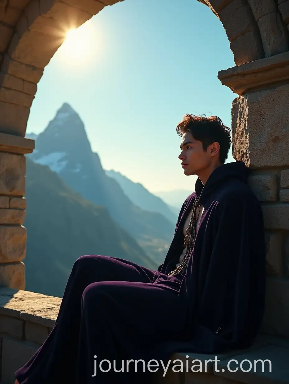 Rhysand-Lounging-on-Balcony-Overlooking-Mountain-in-Golden-Sunlight