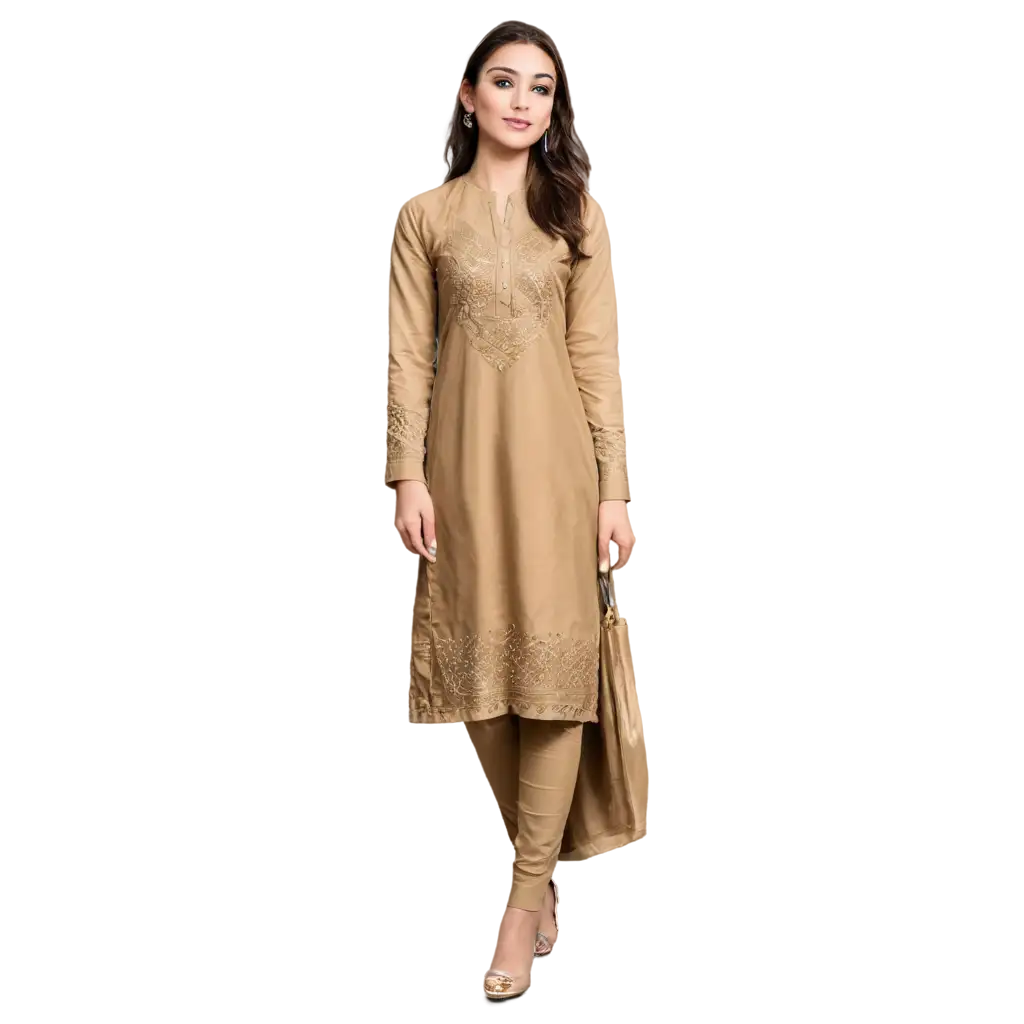 Pakistani-Woman-in-Golden-Shalwar-Kameez-PNG-Image-HighQuality-Transparent-Format-for-Versatile-Use