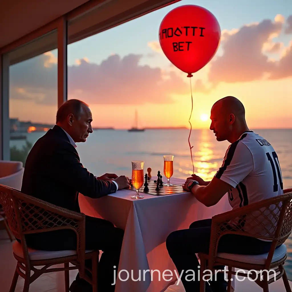 Luxury-Evening-byAI-Image-Prompt-Expansion-the-Sea-Vladimir-Putin-and-Francesco-Totti-Playing-Chess-at-Sunset
