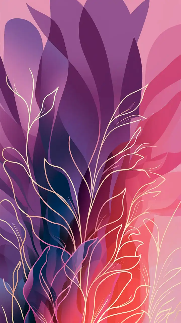 Purple Gradient Flowers Vector with Pink Sparkling Accents