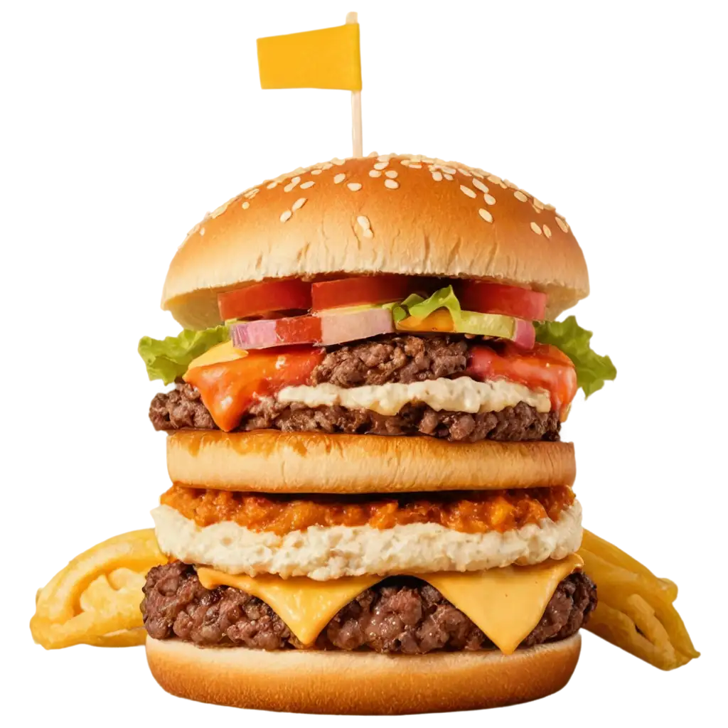 Fully-Loaded-Cheesy-Burger-PNG-Image-HighQuality-Food-Visual-for-Digital-Use