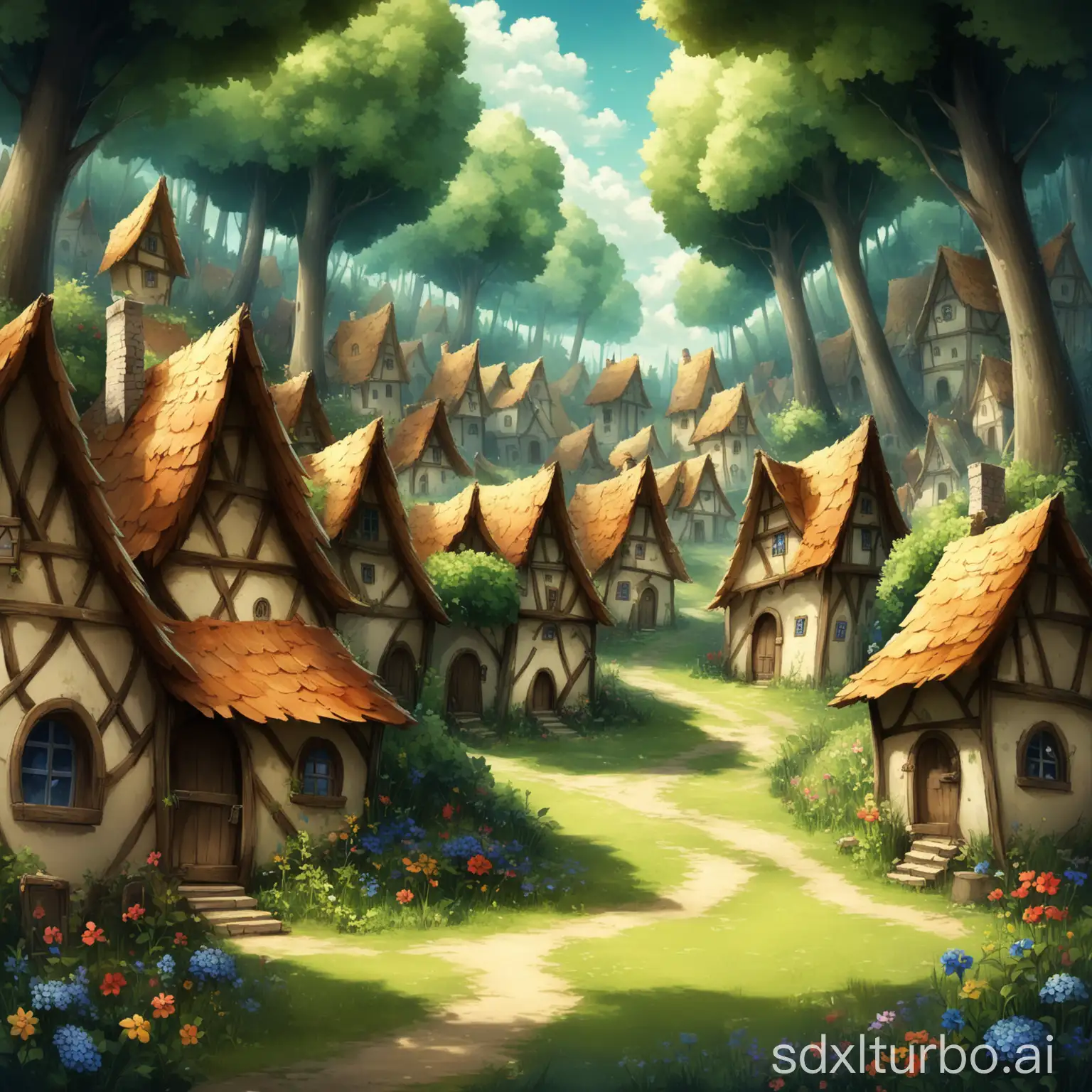 Enchanting-Village-and-Mysterious-Forest-Landscape