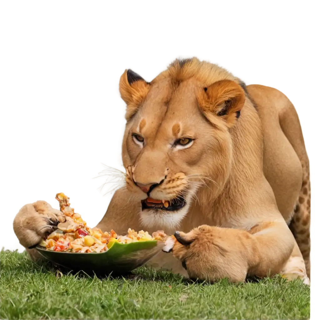 Lion-Eating-PNG-Image-HighQuality-Digital-Artwork-for-Nature-Wildlife-Projects