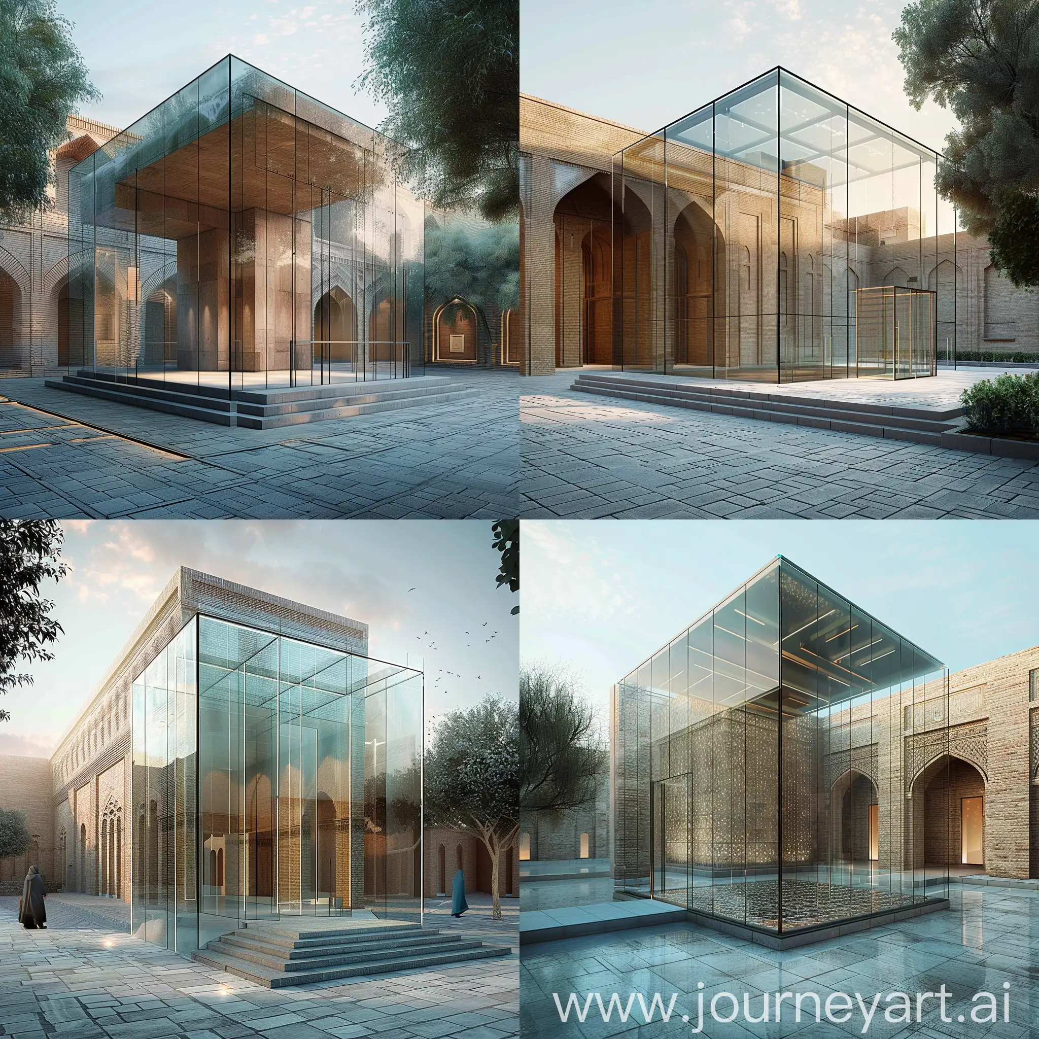 Modern-Glass-Museum-Entrance-Design-Reflecting-Shushs-Historical-Heritage