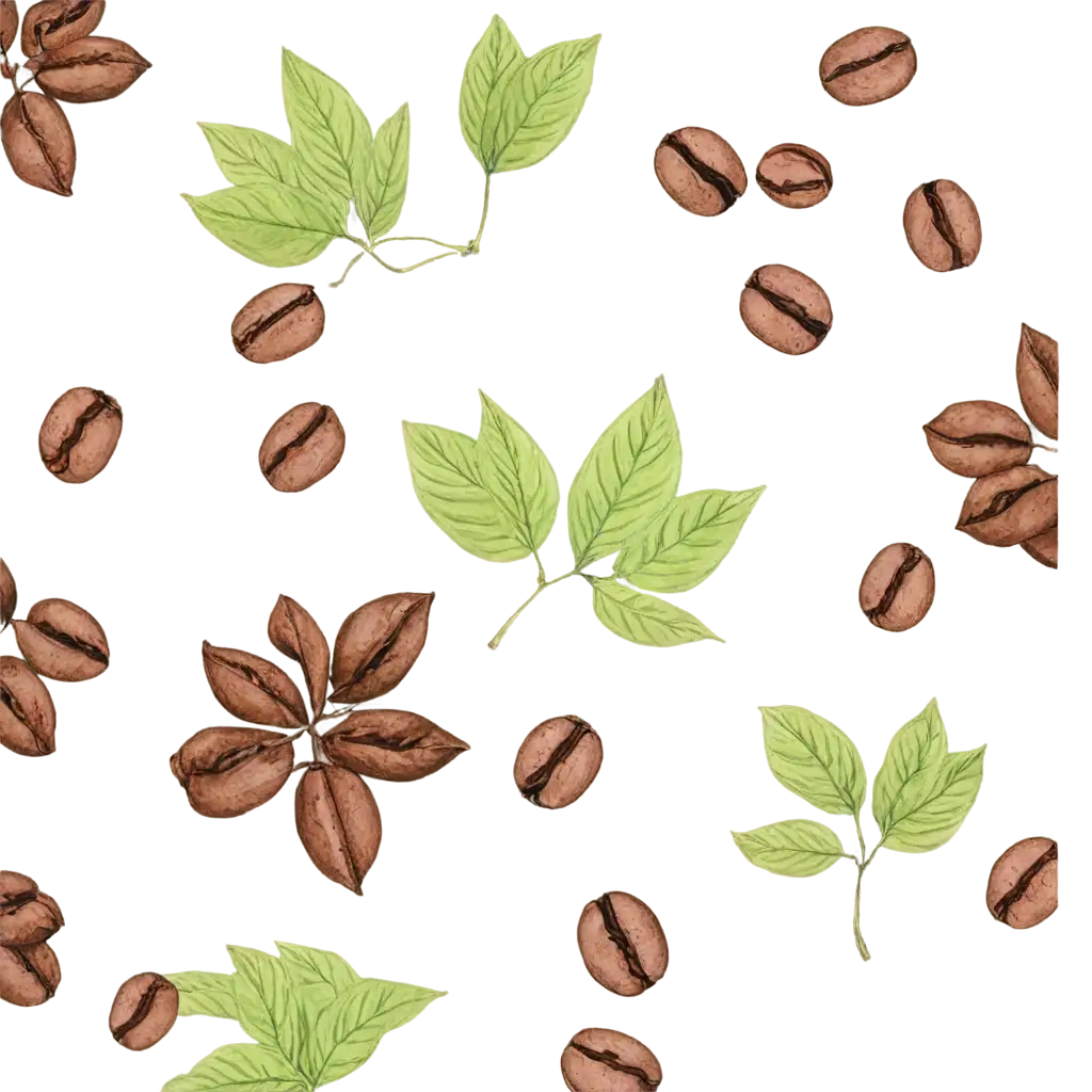 Vibrant Line drawing of coffee beans, plants, coffee cups and related to it which can be used as background pattern