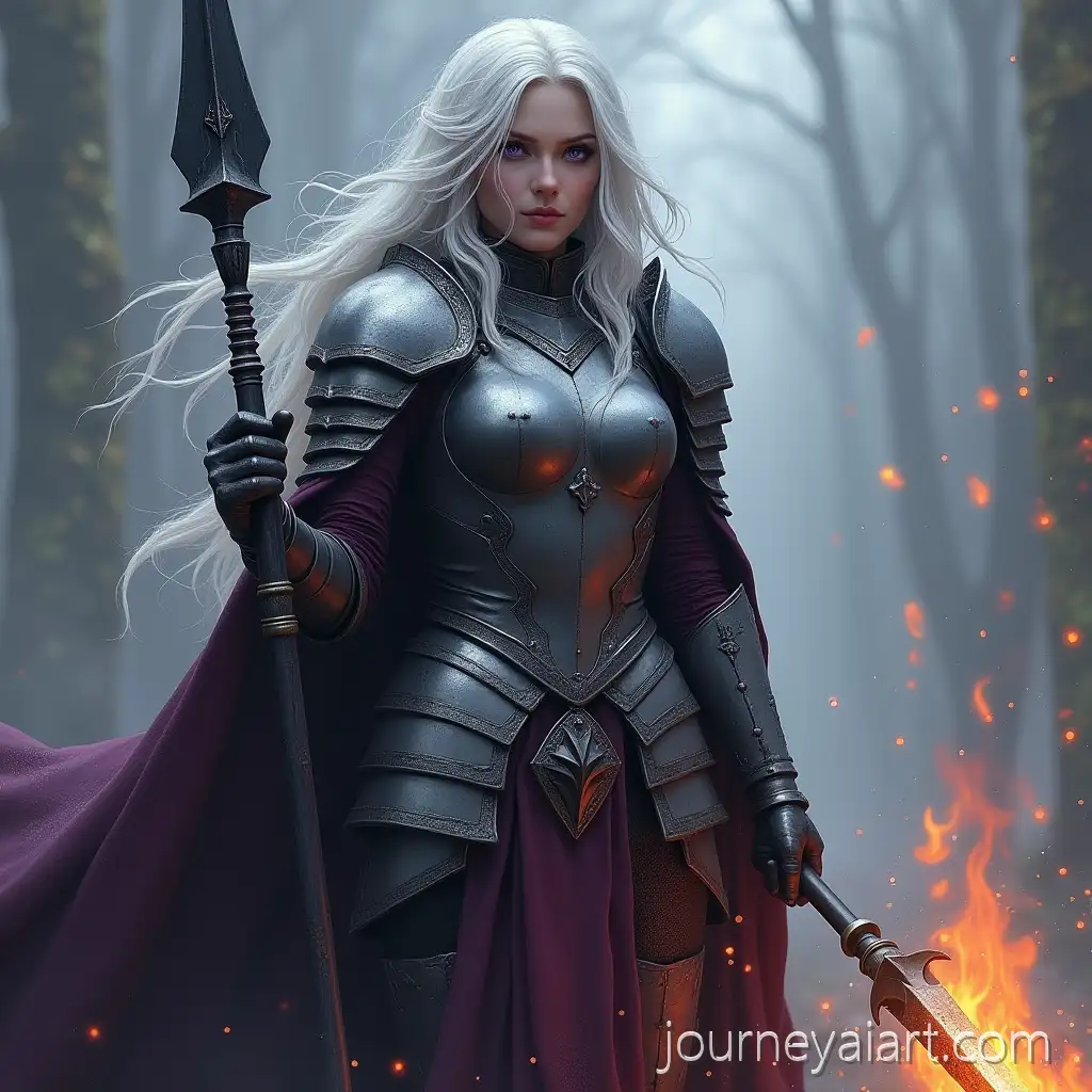 SilverHaired-PurpleEyed-Warrior-Woman-in-Full-Armor-Wielding-Black-Spear-and-Fire-Magic