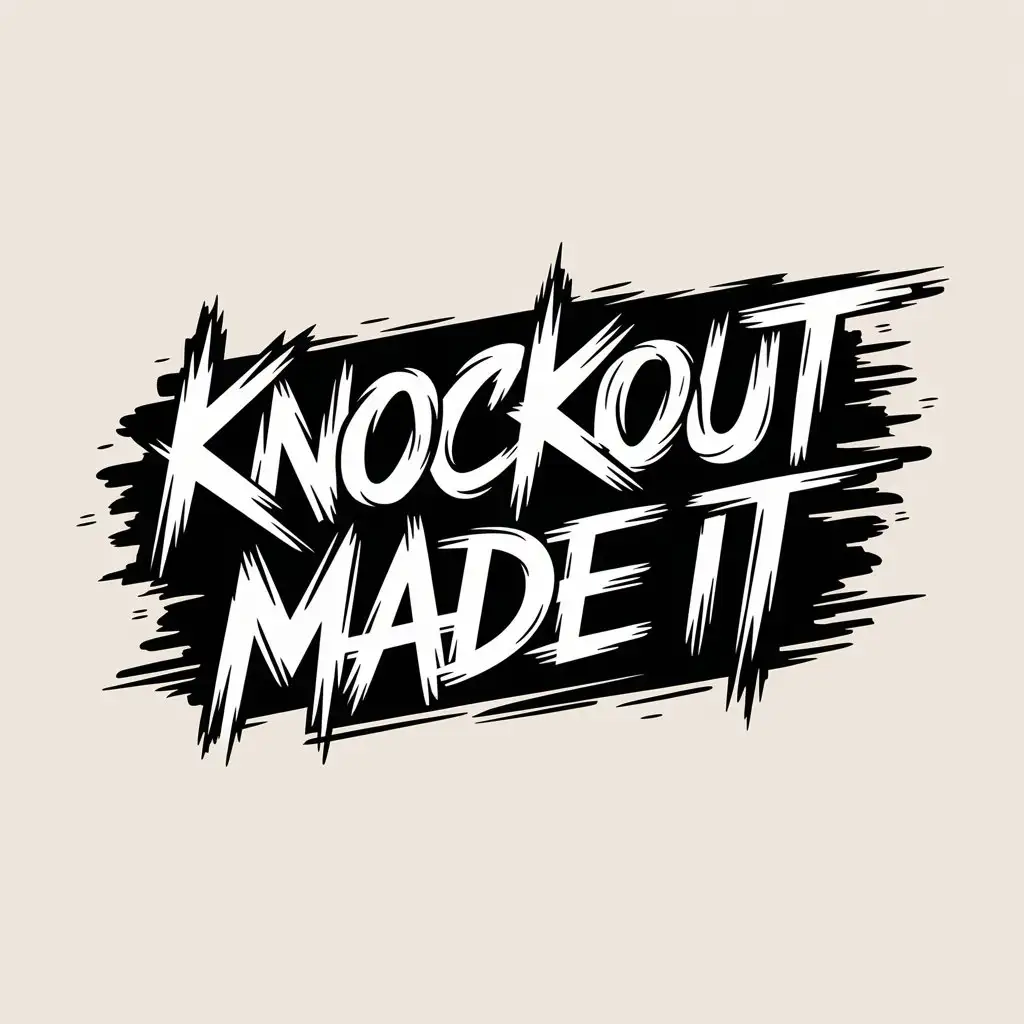 LOGO Design for Knockout Made It HandDrawn Brushstroke Font with Dynamic Energy and High Contrast